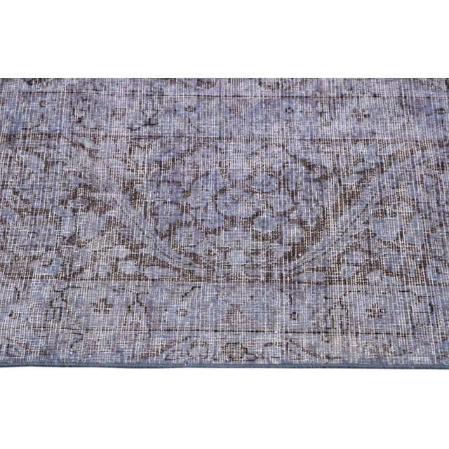 1960s 1960s Vintage Persian Distressed Handmade Medallion Purple Wool Rug For Sale - Image 5 of 10