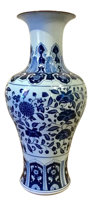 Large Transitional Blue and White Crackle Porcelain Vase