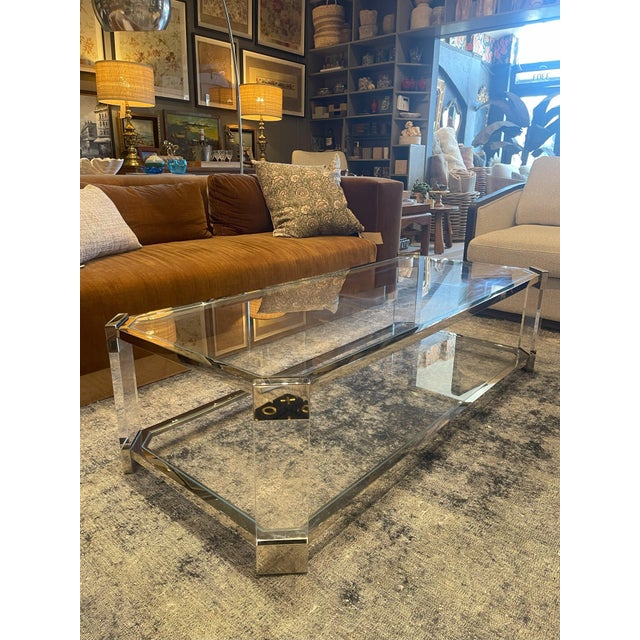 Mitchell Gold + Bob Williams Lucite and Chrome Coffee Table For Sale In Los Angeles - Image 6 of 6