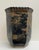 Vintage Chinoiserie Landscape Scene Glazed Ceramic Hexagon Vase, Taupe & Black For Sale In Houston - Image 6 of 12