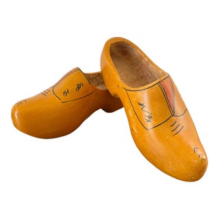 Hand Painted Traditional Vintage Dutch Clogs/ Klompen/ Wooden Shoes - a Pair For Sale