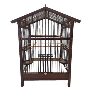 Antique Wooden Birdcage, 1920 For Sale