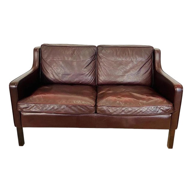 Vintage Danish Dark Cognac Leather Two-Seater Sofa from Stouby, 1960s For Sale
