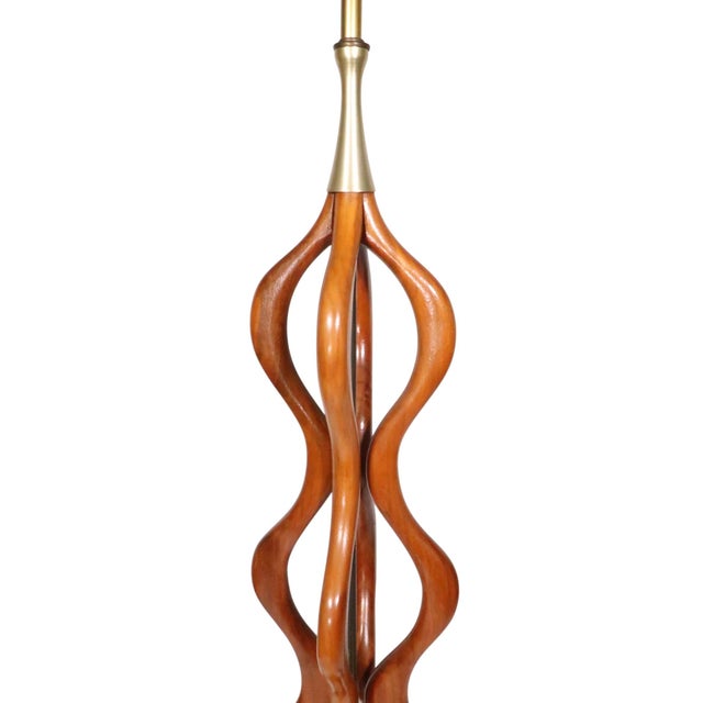 Adrian Pearsall Mid 20th Century Sculptural Wood Mid Century Table Lamp by w.h. Woolums Att. To David Shreve For Sale - Image 4 of 10