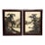 Rare Antique 19th. Century Edo Japanese Lake and Landscape Signed 'Relief' Paintings on Board, Lacquer Frames, a Pair For Sale