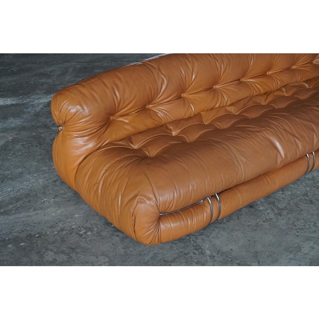 Soriana Three-Seater Sofa in Original Leather by Afra and Tobia Scarpa for Cassina, 1970s, in Good conditions. Designed...