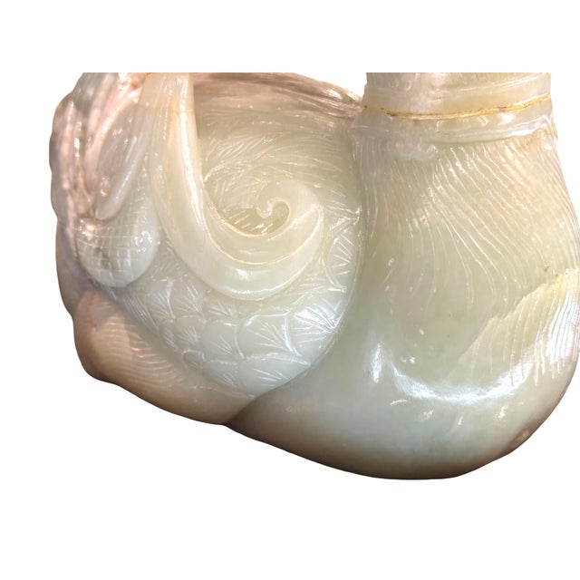 Early 20th Century Substantial Large Chinese Celadon Jade Mandarin Duck Figure, Republic Period For Sale - Image 13 of 15