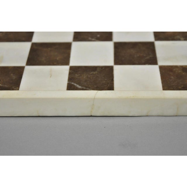 Stone Vintage Mid Century Modern Mosaic Brown Marble Stone Chess Game Checkerboard For Sale - Image 7 of 13