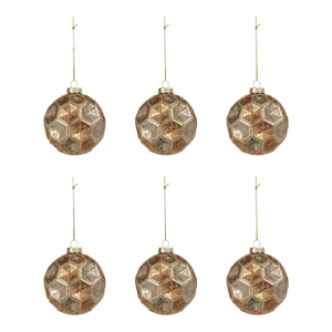 Dimpled Laurel Multi-colored Glass Ball Ornaments, Set of 6, 3"