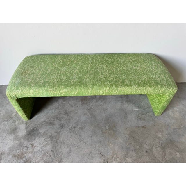 70s Postmodern Vladimir Kagan Style Upholstered Waterfall Bench/ Sold For Sale - Image 4 of 12