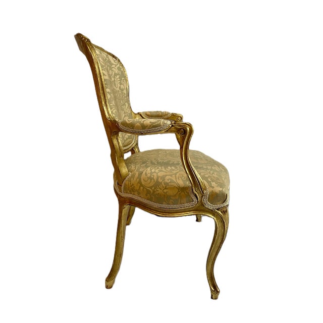 French Louis XV Style Chairs With Elegant , Fortuny Upholstery For Sale - Image 3 of 8