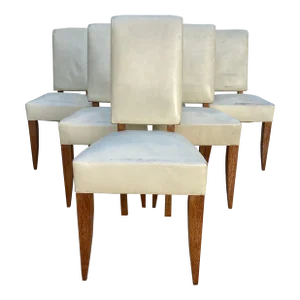 1940’s Vintage French Art Deco Dining Chairs -Set of 6