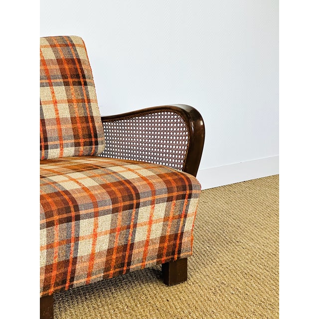 Vintage Lounge Chair in Bentwood and Checkered Fabric, 1960s For Sale - Image 14 of 15