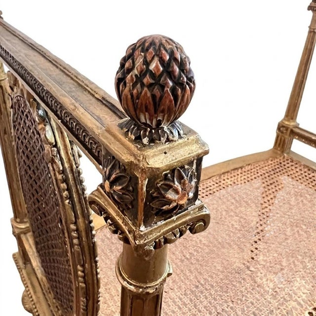 French Giltwood and Cane Seat, 1920s For Sale - Image 4 of 7