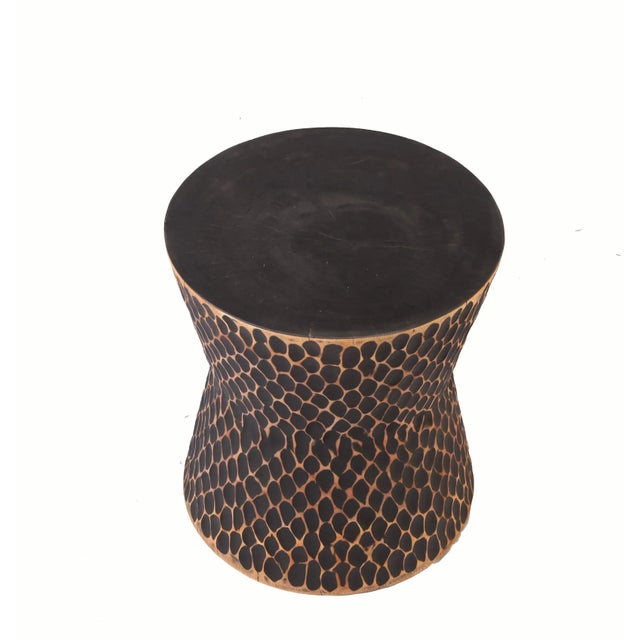 Contemporary Contemporary Hand Chiseled Black Accent or Side Table For Sale - Image 3 of 5