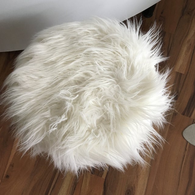 Vintage White Fluffy Stool Chairish