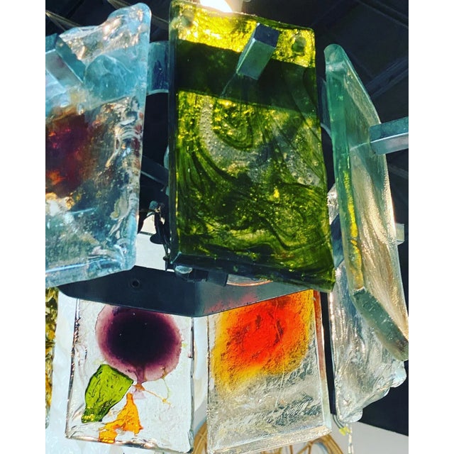 Vintage Mid Century Murano Mazzega Colorful Round Italian Glass Chandelier For Sale - Image 11 of 13