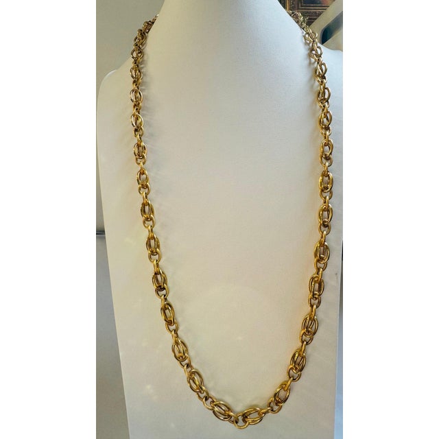 Contemporary Vintage 18 Karat Yellow Gold 41.2 Gm, Link Chain, 8.14 mm Necklace, 32 " Long For Sale - Image 3 of 18
