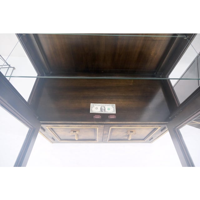 Pair of Burl Wood Dark Olive Green Dome Shape Vitrine Cabinets Mastercraft MINT For Sale - Image 16 of 18