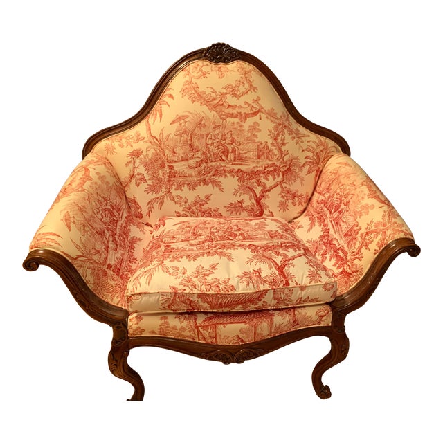 Vintage French Style Settee Arm Chair For Sale