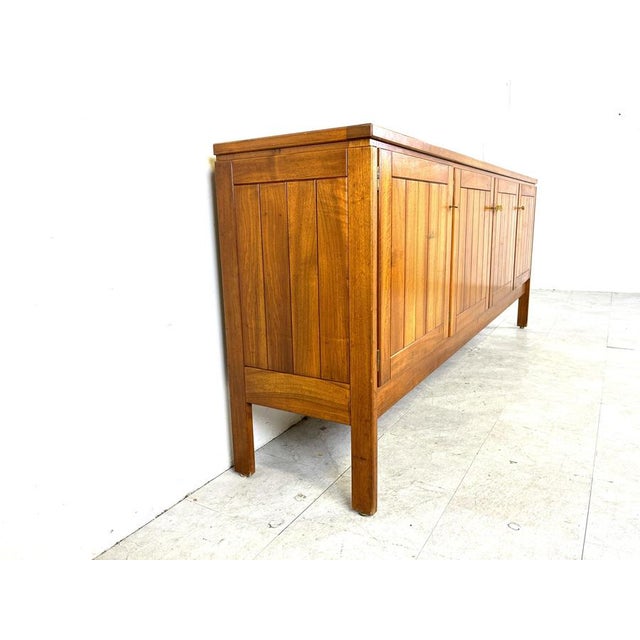 Wood Vintage Oak Sideboard attributed to Van Den Berghe Pauvers, 1970s For Sale - Image 7 of 15