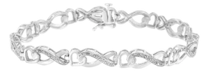 .925 Sterling Silver 1/5 Cttw Diamond 7” Infinity Heart Tennis Bracelet (H-I Color, I2-I3 Clarity)