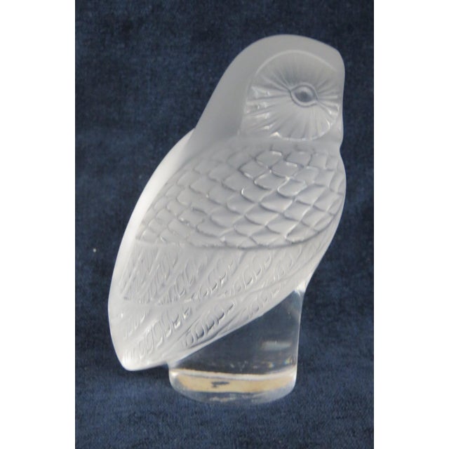 Lalique France Chouette Owl Figurine Frosted and Clear Crystal Paperweight 5198b For Sale - Image 15 of 16
