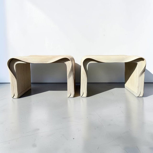 Boho Chic Sculptural Pencil Reed End Tables For Sale - Image 3 of 10
