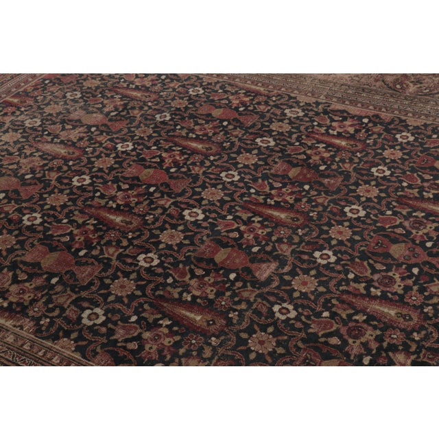 18th Century Antique 18th Century Persian Doroksh Rug in Brown With Floral Design - Rug & Kilim For Sale - Image 5 of 11