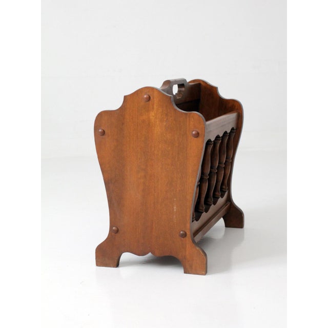 Mid-Century Colonial Style Wood Magazine Rack For Sale - Image 4 of 8