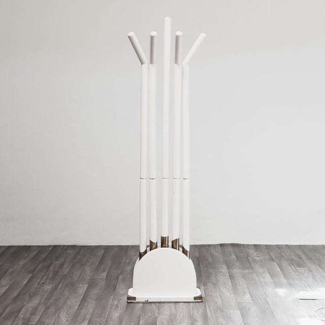 Vintage Coat Stand in Wood and Brass, 1980s For Sale - Image 3 of 12