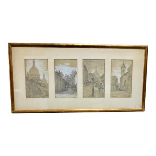 Four Scenes of Paris Date 1901 by H. Schapp For Sale