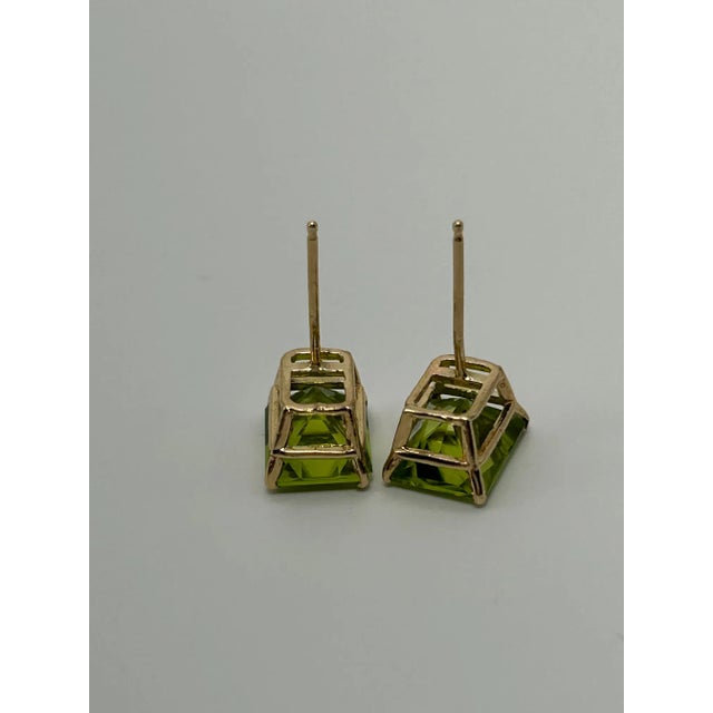 Early 21st Century 14k Emerald Cut Peridot Earrings - 2 Pieces For Sale - Image 5 of 8