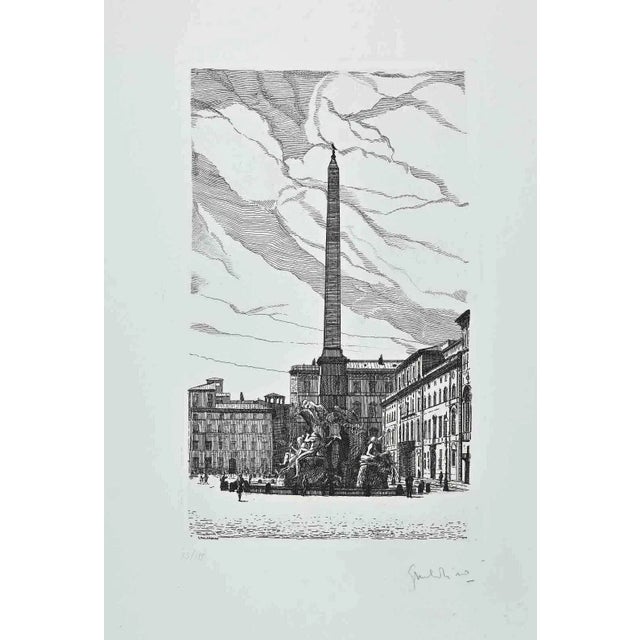 View of the Fountain of the Four Rivers is an original contemporary artwork realized in 1970 by the Italian artist...