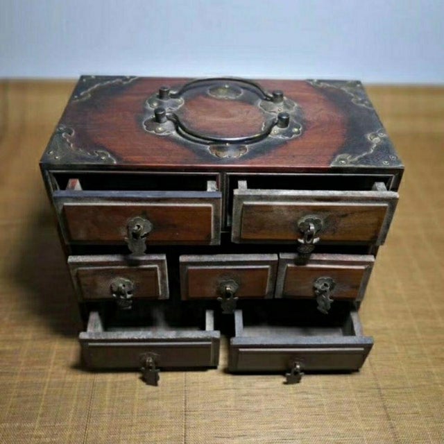 Wood Vintage Rosewood Apothecary Cabinet With 7 Drawers For Sale - Image 7 of 9