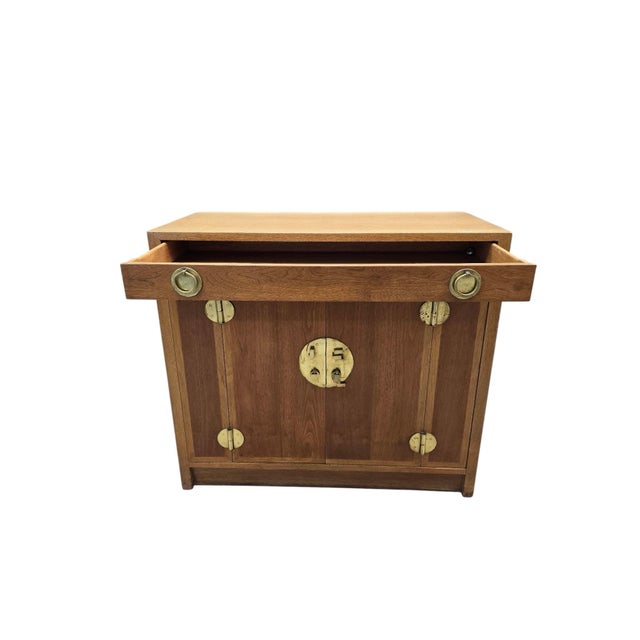 Vintage Chinese Elm Campaign-Style Cabinet With Brass Hardware For Sale In Chicago - Image 6 of 11