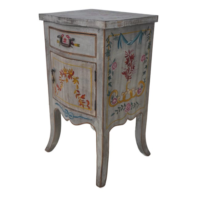 French Style Hand Painted Nightstand For Sale