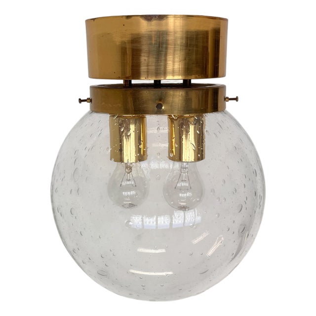 Art Glass and Brass Ceiling Light from Kamenicky Senov, 1970s For Sale