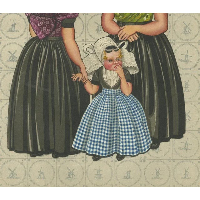 South Beveland Women and Girl in Lace Caps and Black Skirts with Golden Pins, 1932, Paper For Sale - Image 3 of 10