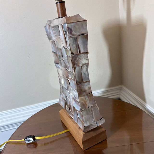 Vintage Mother of Pearl Coastal Table Lamp For Sale - Image 10 of 11