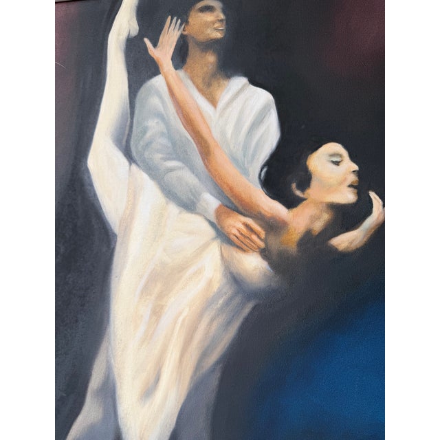 1980’s William Walk Ballet Dancers Oil on Canvas Painting – Chrome Aluminum Framed For Sale - Image 11 of 12