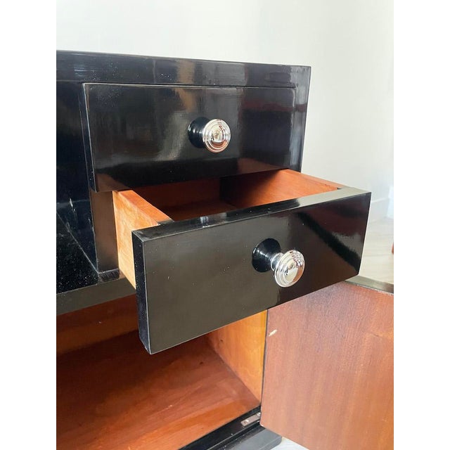 Art Deco Bedside Tables in Black Lacquer, 1940s, Set of 2 For Sale - Image 6 of 15