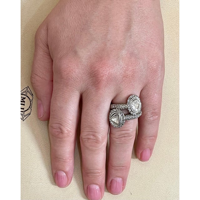 Mughal Magnificenct Traditional Kundan Polki Rose Cut Diamond Ring Gold & 925 For Sale - Image 13 of 18