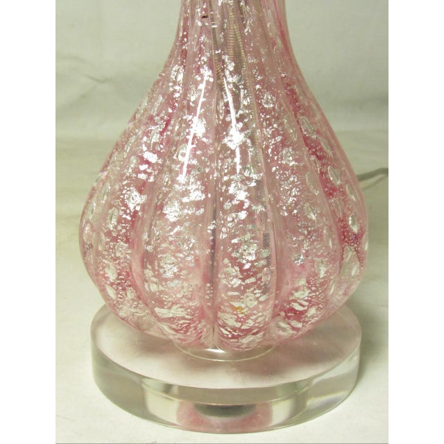 Pink Pair of Murano Art Glass Lamps For Sale - Image 8 of 14
