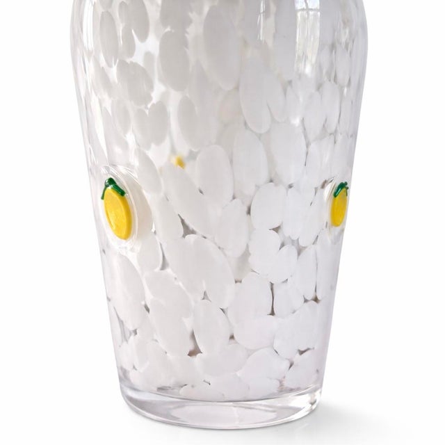 Contemporary White Dimpled Confetti Lemon Murano Glass Style Cocktail Shaker For Sale - Image 3 of 4