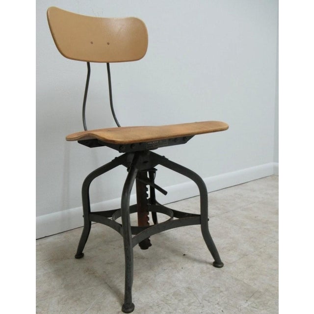 Industrial Vintage Toledo Drafting Industrial Medium Counter Swivel Bar Stool Chair GG For Sale - Image 3 of 12
