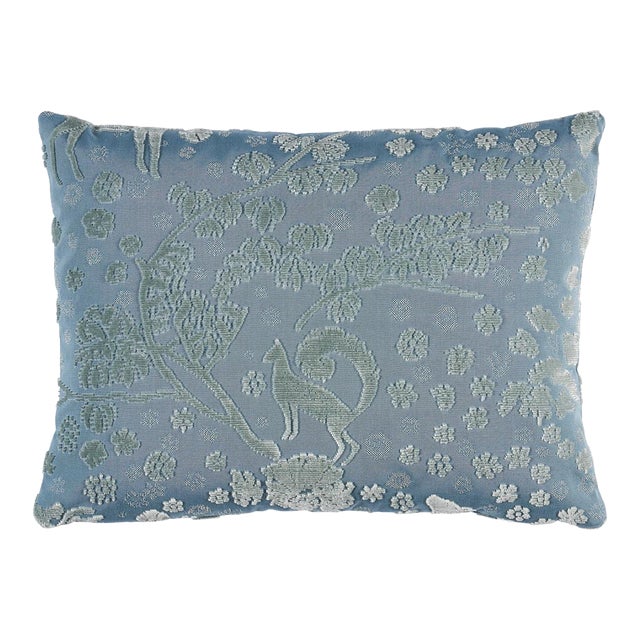 Schumacher Arbor Forest 16"x12" Lumbar Pillow in Slate Blue For Sale