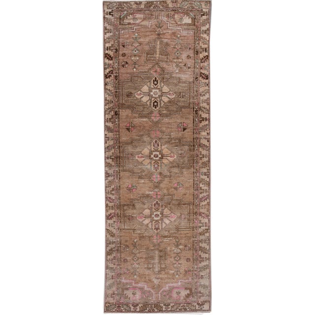 Vintage Malayer Persian Handmade Brown Medallion Wool Runner For Sale - Image 12 of 12