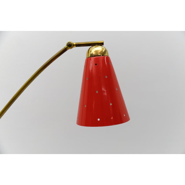 Mid-Century Modern Brass and Perforated Metal Floor Lamp, 1950s For Sale - Image 9 of 18