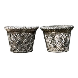 Vintage Cast Concrete Trellis Planters For Sale